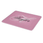 Planche À Découper Monogramme fantaisie noir et blanc rose (Coin)