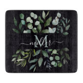 Planche À Découper Monogramme feuilles de verdure d'eucalyptus vert s (Devant)