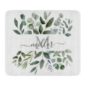 Planche À Découper Monogramme feuilles de verdure d'eucalyptus vert s (Devant)