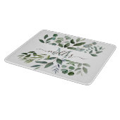 Planche À Découper Monogramme feuilles de verdure d'eucalyptus vert s (Coin)