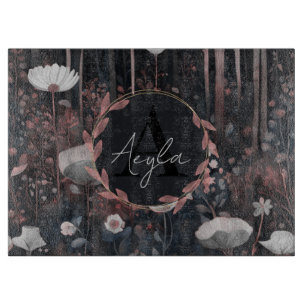 Planche À Découper Monogramme Fleur sauvage moderne Whimsical élégant