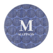 Planche À Découper Monogramme floral Abstrait bleu moderne (Devant)