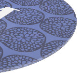 Planche À Découper Monogramme Floral Abstrait Moderne Bleu (Coin)