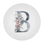Planche À Découper Monogramme floral bleu initial B (Devant)
