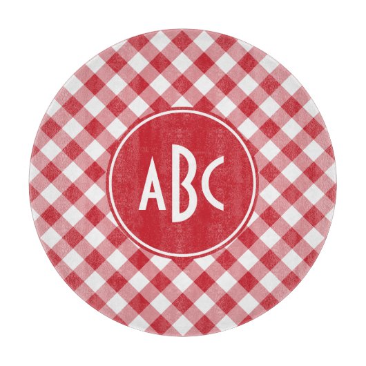 Planche À Découper Monogramme Gingham Rouge (Devant)