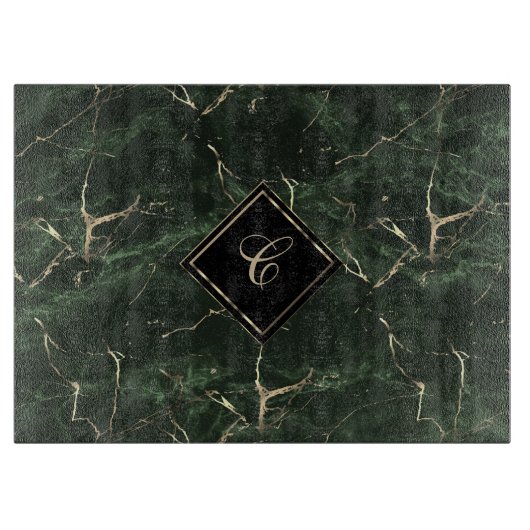 Planche À Découper Monogramme Green Marble Cutting Board (Devant)