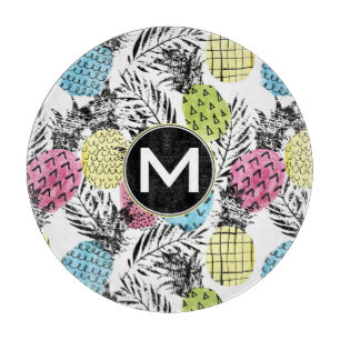 Planche À Découper Monogramme grunge des paumes d'ananas