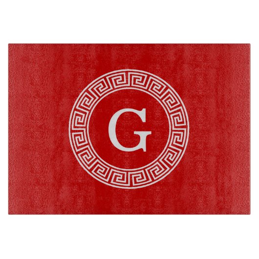 Planche À Découper Monogramme initial du cadre de ligne clé grecque b (Devant)