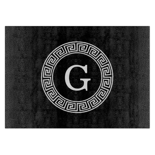 Planche À Découper Monogramme initial du cadre de ligne de clé grecqu (Devant)