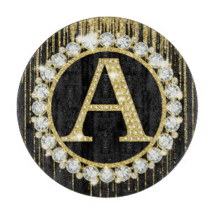 Planche À Découper Monogramme Initiale Personnalisée avec Dégoulinade