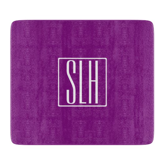 Planche À Découper Monogramme Initiales 3 Modernes Gras | Blanc & Vio (Devant)