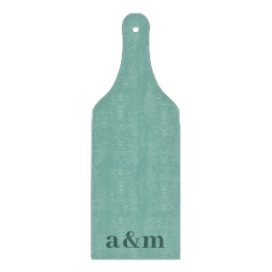 Planche À Découper Monogramme Initiales De Couple Bleu Sarcelle Minim
