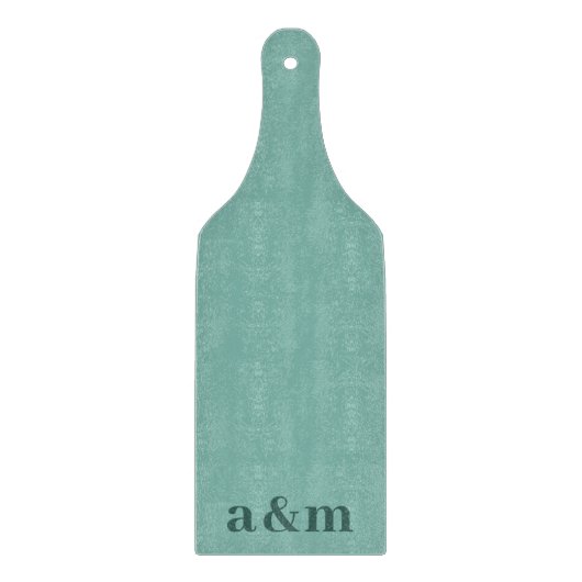 Planche À Découper Monogramme Initiales De Couple Bleu Sarcelle Minim (Devant)