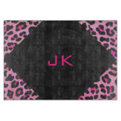 Planche À Découper Monogramme Leopard noir et rose chaud (Devant)