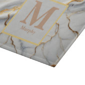 Planche À Découper Monogramme Marbre blanc & Veine Or (Coin)