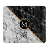 Planche À Découper Monogramme - Marbre noir blanc (Devant)
