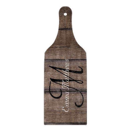 Planche À Découper Monogramme Mariage unique pour jeunes mariés rusti (Devant)