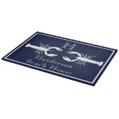 Planche À Découper Monogramme Marine Bleu Bleu Homard Nautique (Coin)