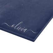 Planche À Découper Monogramme moderne bleu marine et blanc (Coin)