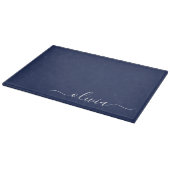 Planche À Découper Monogramme moderne bleu marine et blanc (Coin)