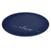 Planche À Découper Monogramme moderne bleu marine et blanc (Coin)