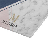 Planche À Découper monogramme moderne élégant en marbre bleu marine (Coin)
