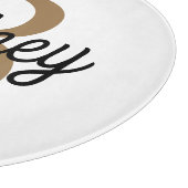 Planche À Découper Monogramme moderne élégant Nom Black Gold Script (Coin)