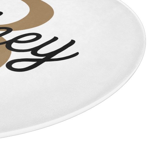 Planche À Découper Monogramme moderne élégant Nom Black Gold Script (Coin)