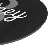 Planche À Découper Monogramme moderne élégant Nom noir Gris noir Scri (Coin)