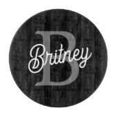 Planche À Découper Monogramme moderne élégant Nom noir Gris noir Scri (Devant)