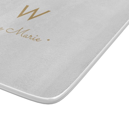 Planche À Découper Monogramme moderne gris clair or script (Coin)