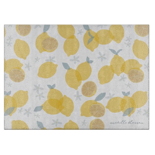 Planche À Découper Monogramme Motif Pastel Citrus Lemons (Devant)