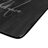 Planche À Découper Monogramme noir blanc élégant moderne Nom du scrip (Coin)