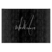 Planche À Découper Monogramme noir blanc élégant moderne Nom du scrip (Devant)