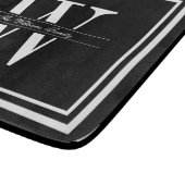 Planche À Découper Monogramme noir double bordure (Coin)