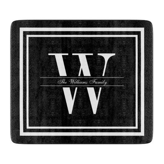 Planche À Découper Monogramme noir double bordure (Devant)