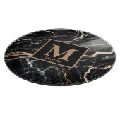 Planche À Découper Monogramme noir marbre et veine or (Coin)