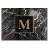 Planche À Découper Monogramme noir marbre et veine or (Devant)