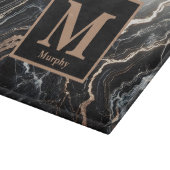 Planche À Découper Monogramme noir marbre et veine or (Coin)