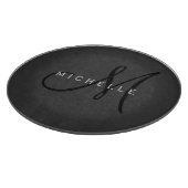 Planche À Découper Monogramme noir professionnel Gris Votre nom (Coin)
