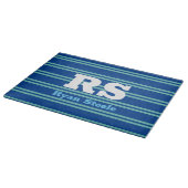 Planche À Découper Monogramme & nom en gras, Lt Lignes Turquoises sur (Coin)