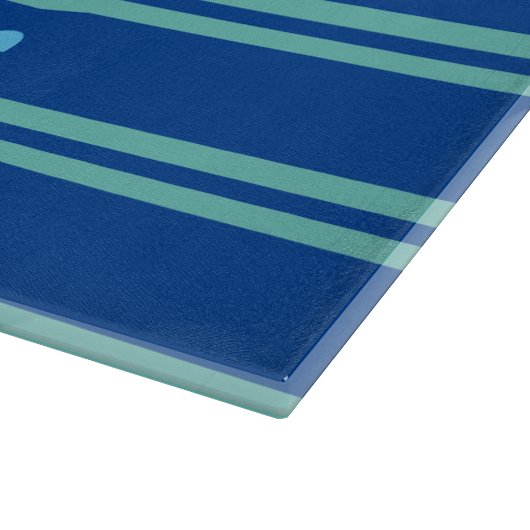 Planche À Découper Monogramme & nom en gras, Lt Lignes Turquoises sur (Coin)