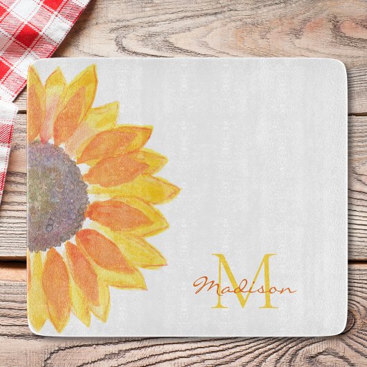 Planche À Découper Monogramme Nom Tournesol