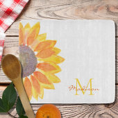 Planche À Découper Monogramme Nom Tournesol