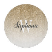 Planche À Découper Monogramme ombré pailleté or chic (Devant)
