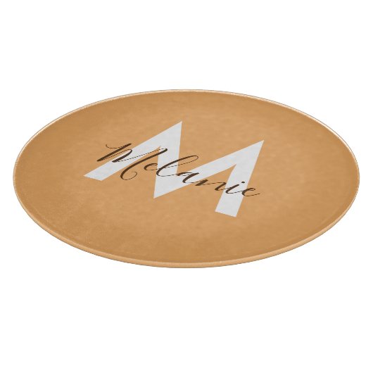 Planche À Découper monogramme orange rustique (Coin)