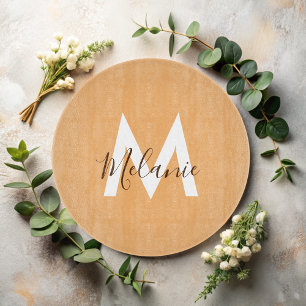 Planche À Découper monogramme orange rustique