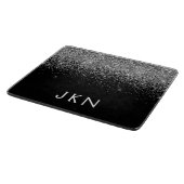 Planche À Découper Monogramme Pailleté Argent Noir Initiales Féminine (Coin)