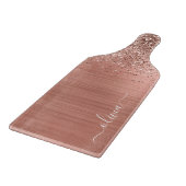 Planche À Découper Monogramme Pailleté Rose Gold Métal Brossé (Coin)