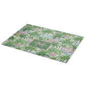 Planche À Découper Monogramme Palmiers Tropicaux Rose et Vert Prépa (Coin)